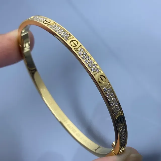 Bracelet Cartier Love Or Argent Motif Vis Pavé-Set 4