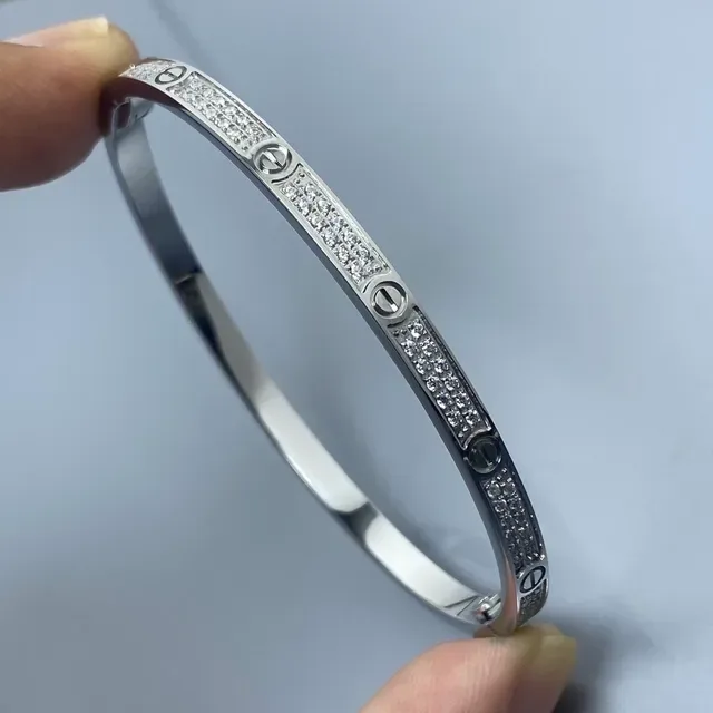 Bracelet Cartier Love Or Argent Motif Vis Pavé-Set 5