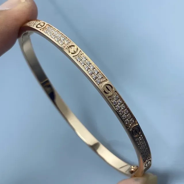 Bracelet Cartier Love Or Argent Motif Vis Pavé-Set 6