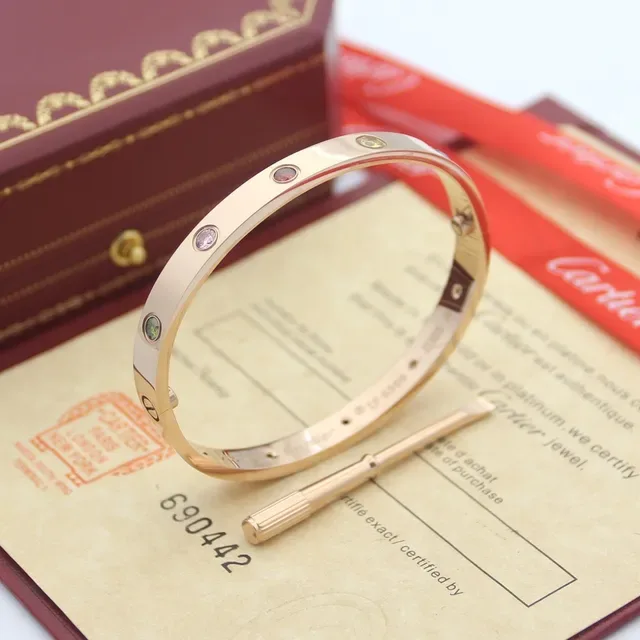 Cartier Love Multicolor Gemstone Gold Bracelets 7