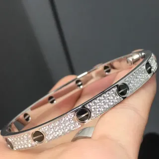 Cartier Love Pavé Screw Motif Silver-Tone Bracelet