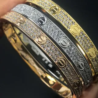 Cartier Love Pavé Screw Motif Stackable Bangle Bracelets