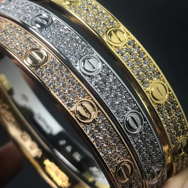 Cartier Love Pavé Screw Motif Stackable Bangle Bracelets 2
