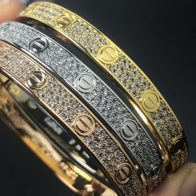 Cartier Love Pavé Screw Motif Stackable Bangle Bracelets 6