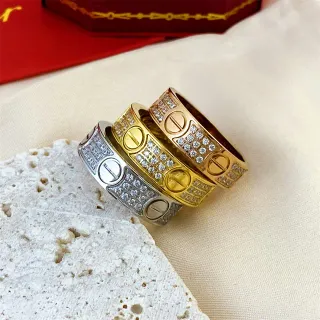 Cartier Love Ring Silver Yellow Gold Rose Gold Pavé Stackable Rings