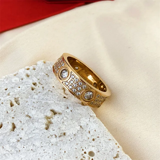 Cartier Love Ring Prata Ouro Amarelo Ouro Rosa Pavé Stackable Rings 2