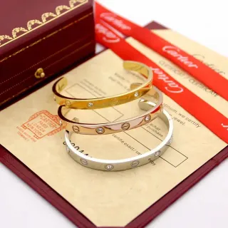 Cartier Love Screw-Motif Single-Stone Cuff Bracelets