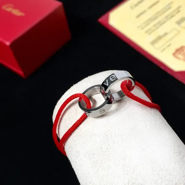 Cartier Love Silver Red Interlocking Screw-Motif Ring 3