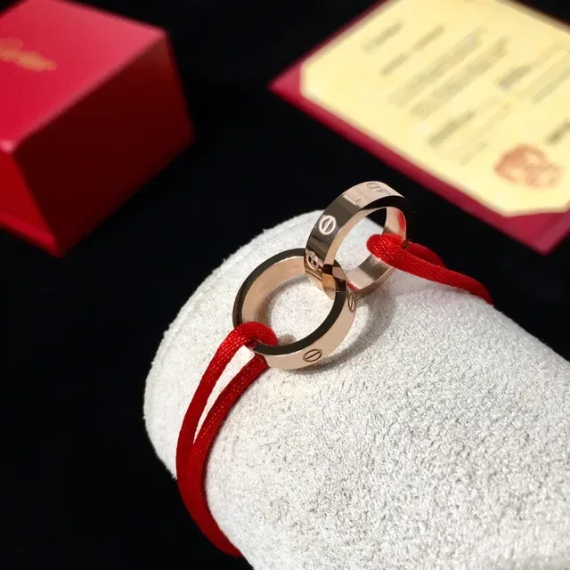 Cartier Love Silver Red Interlocking Screw-Motif Ring 6