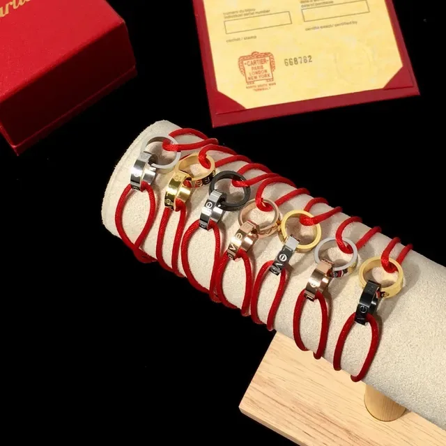 Cartier Love Silver Red Interlocking Screw-Motif Ring 7