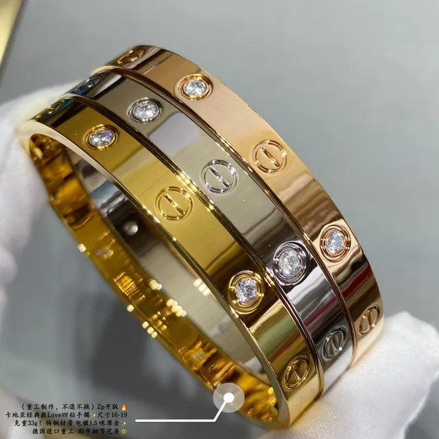 Bracelet Cartier Love Or bicolore Motif de vis Pierres engastées en bisel 2