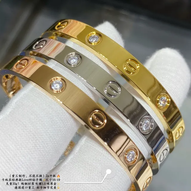 Bracelet Cartier Love Or bicolore Motif de vis Pierres engastées en bisel 3