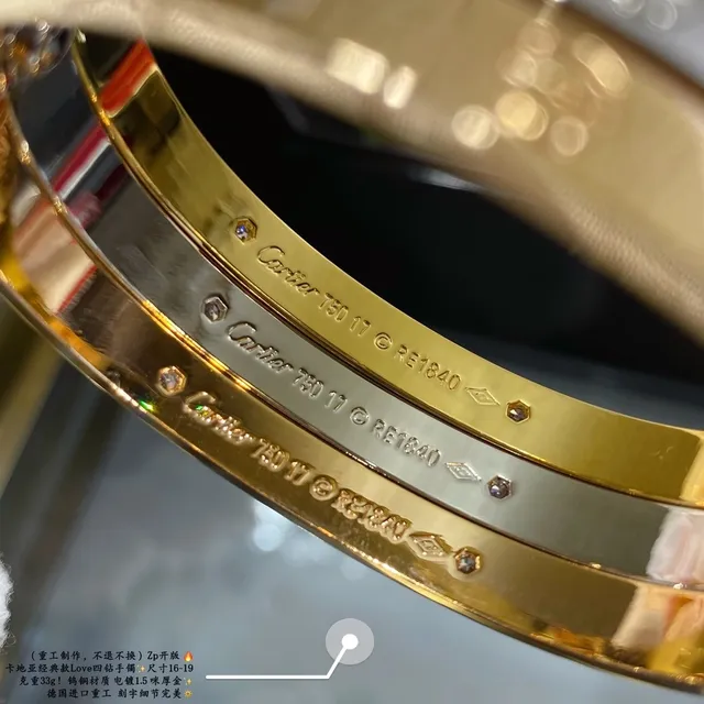 Bracelet Cartier Love Or bicolore Motif de vis Pierres engastées en bisel 4