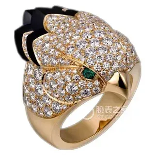 Cartier Panthère Panther Head Pavé Diamond Emerald Onyx Ring