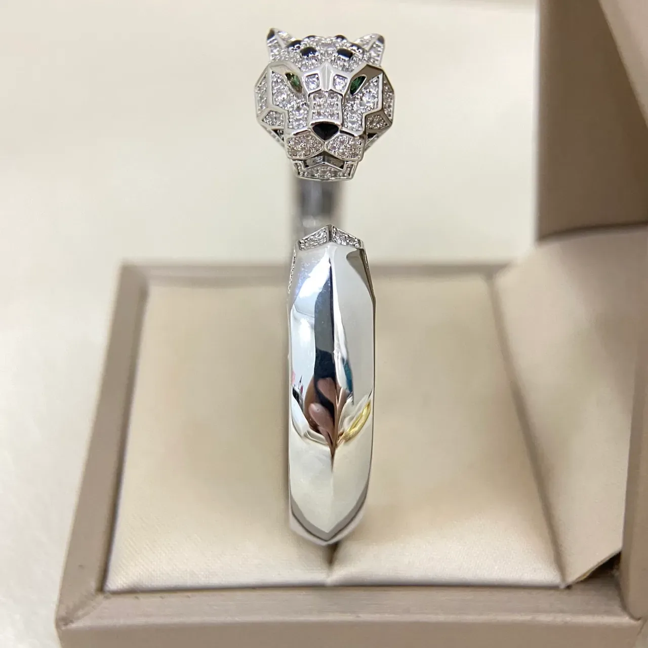 Cartier Panthère Cabeça de Pantera Pavé-Set Pulseira Aberta 5