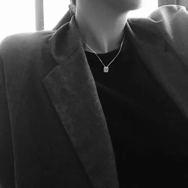 Cartier Rectangular Pavé Halo Pendant Necklace 2