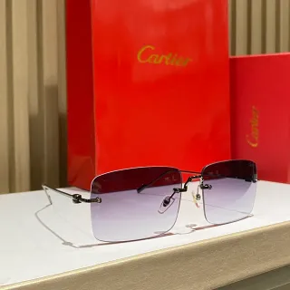 Cartier Rimless Rectangular Gradient Sunglasses