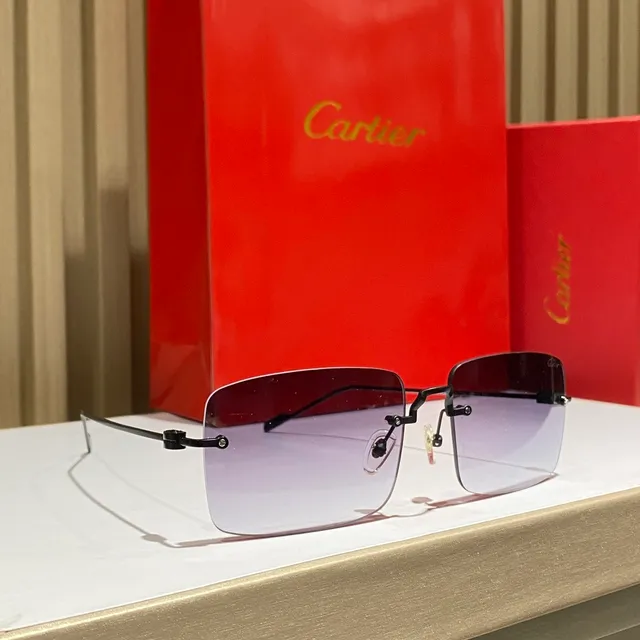Cartier Rimless Rectangular Gradient Sunglasses 6