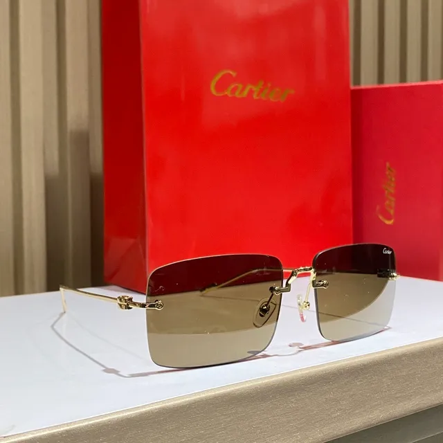 Cartier Rimless Rectangular Gradient Sunglasses 7
