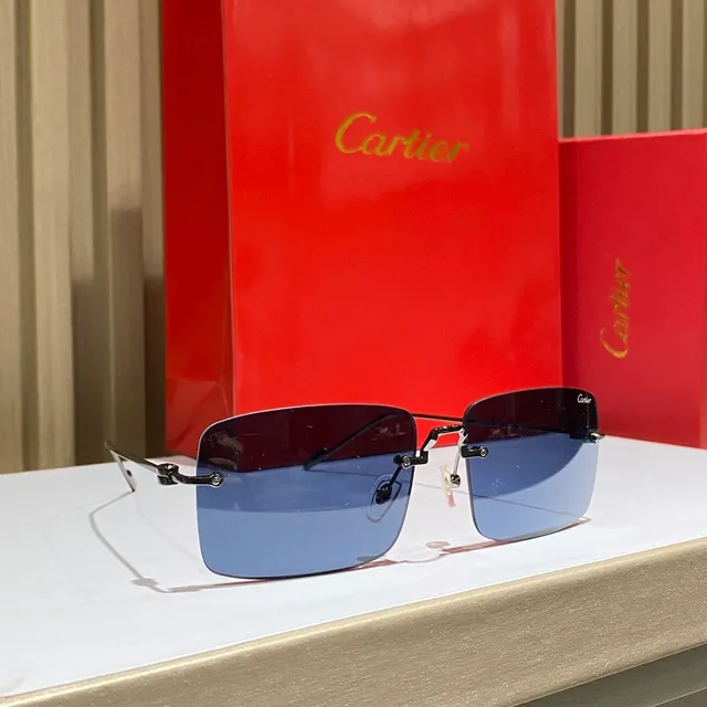 Cartier Rimless Rectangular Gradient Sunglasses 8