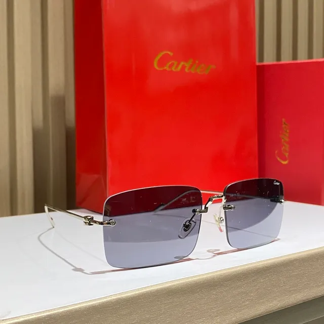 Cartier Rimless Rectangular Gradient Sunglasses 9