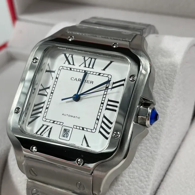 Cartier Santos de Cartier Stainless Steel White Dial Mechanical Watch 2