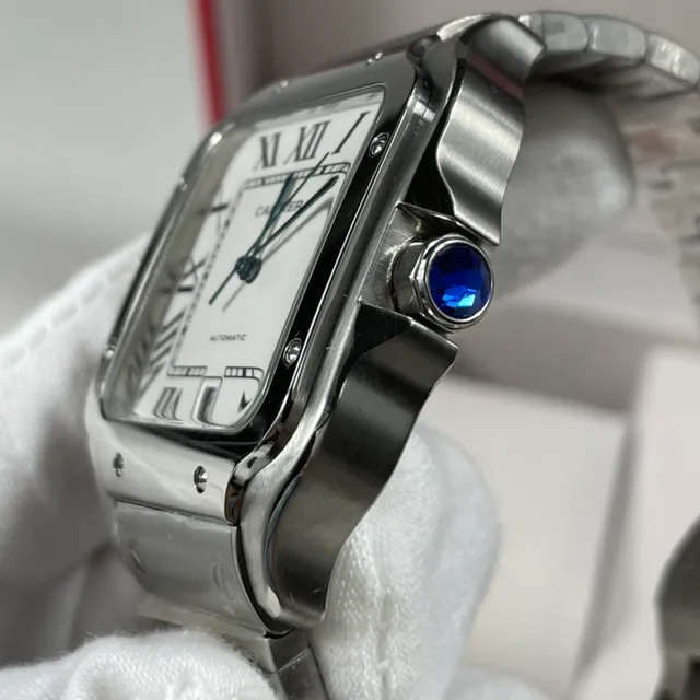 Cartier Santos de Cartier Stainless Steel White Dial Mechanical Watch 6