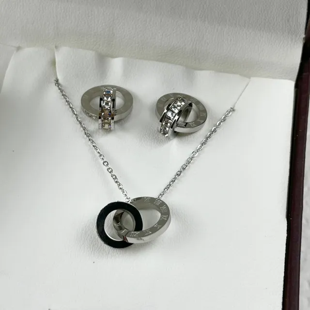 Cartier Argent Blanc Boîtier Rond Bracelet Métal Intégré Collier 5