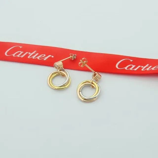Cartier Trinity Interlocking Double-Ring Diamond Stud Earrings 3