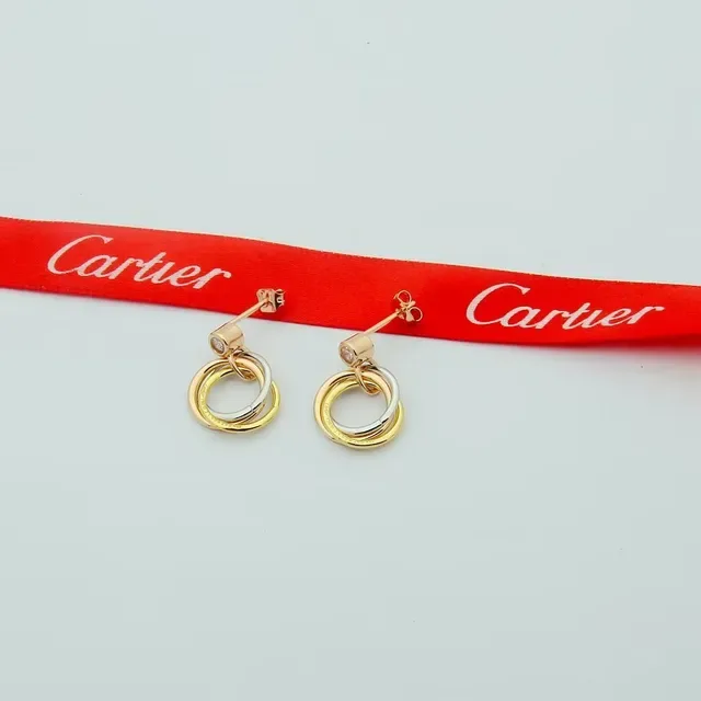 Cartier Trinity Interlocking Double-Ring Diamond Stud Earrings 4