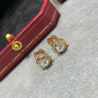 Cartier Trinity Three-Ring Gold and Silver-Tone Stud Earrings