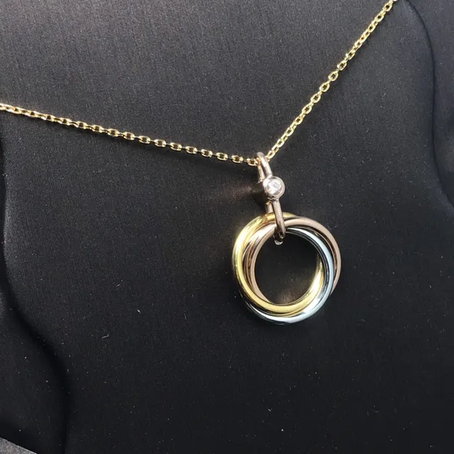 Cartier Trinity قلادة الماس ذهب ثلاثي الألوان 4
