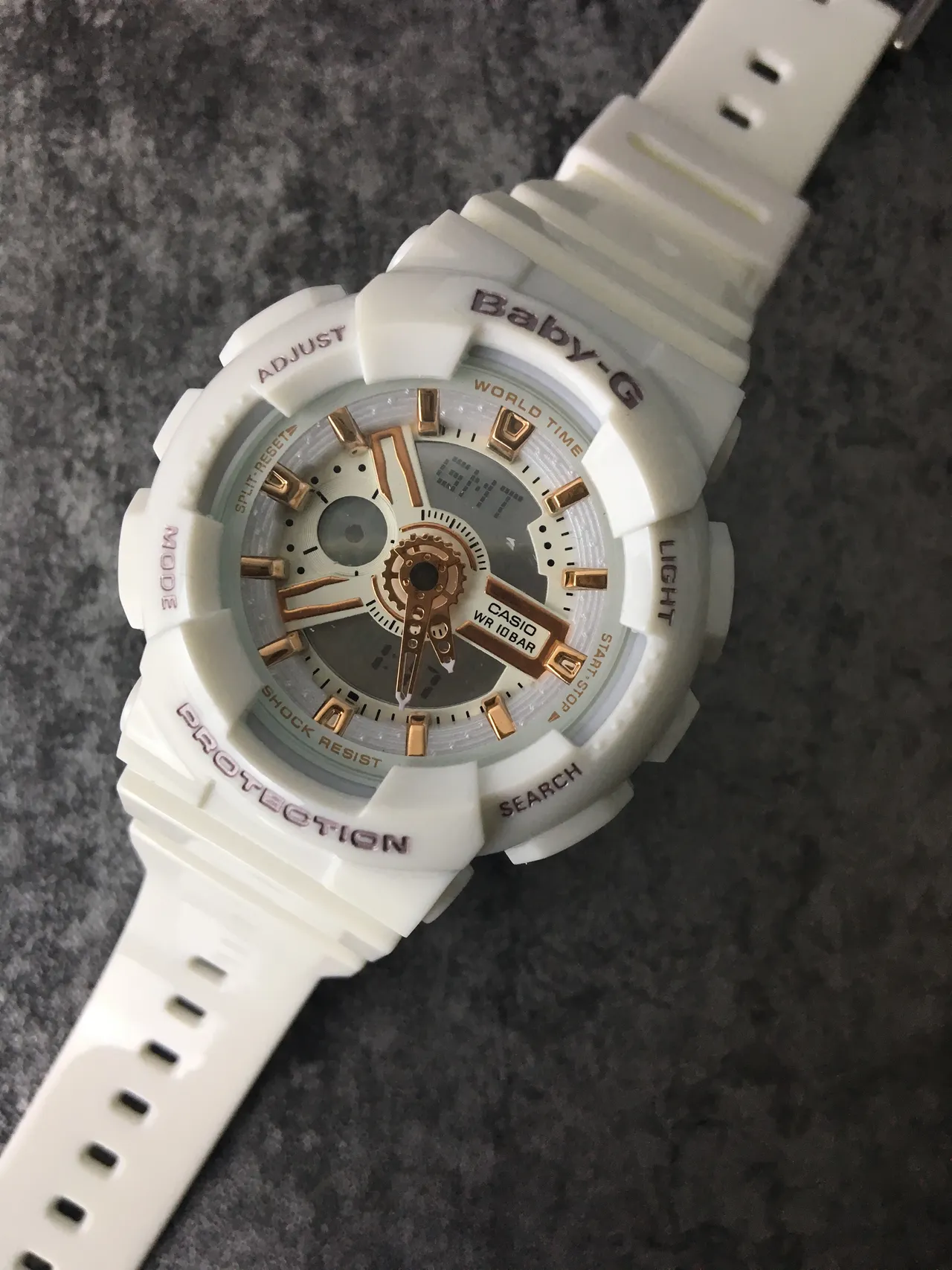 Casio Baby-G Beige Gold Montre Hybride Analogique-Numérique Construction Résine Robuste 5