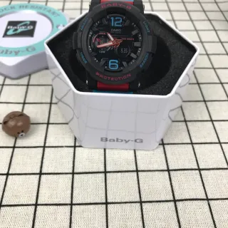Casio Baby-G रियासती ساعة أسود أحمر أزرق قاسية تناظرية-رقمية ساعة