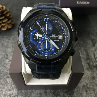 Casio Montre Boîtier Résine Noir Bleu Cadran Chronographe
