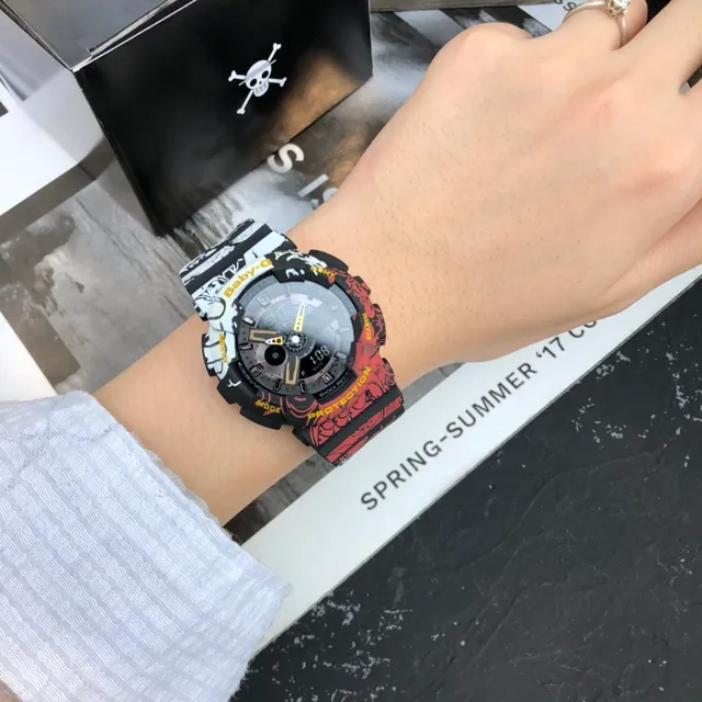 Casio Black Red Rugged Analog-Digital Graphic-Print Strap Watch 6