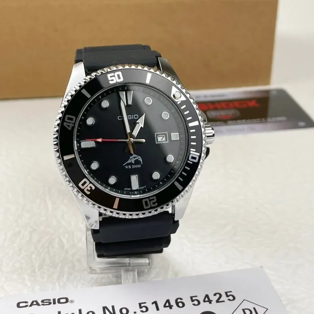 Casio أسلوب غوص ساعة تناظرية وجه أسود غطاء فضي ساعة رياضية 7