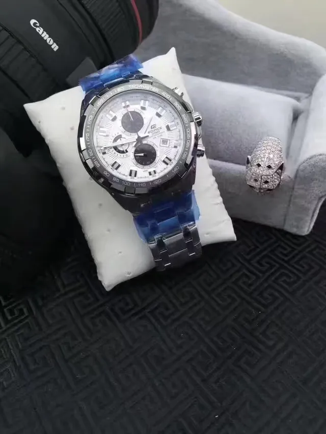 卡西欧 Edifice 计时 银色和白色 石英手表 11