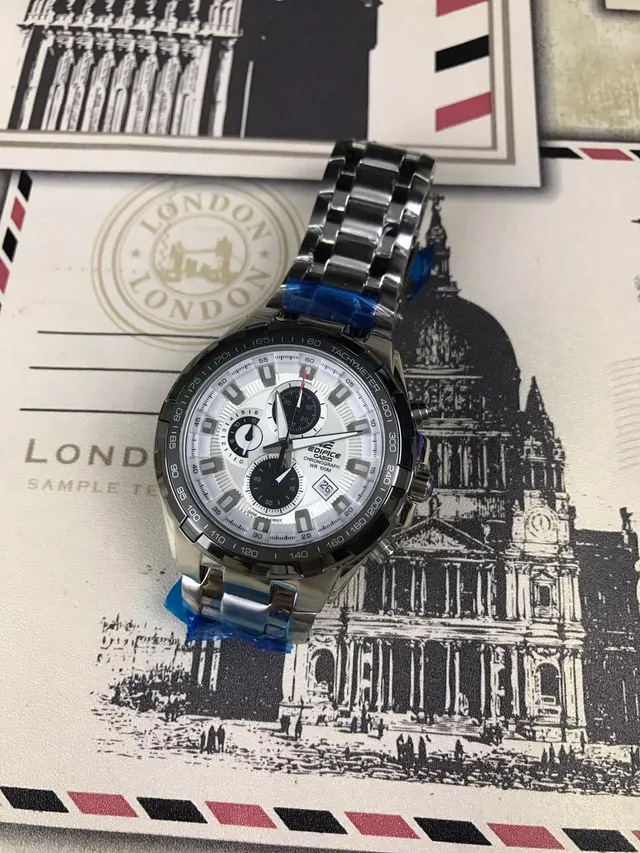 卡西欧 Edifice 计时 银色和白色 石英手表 12