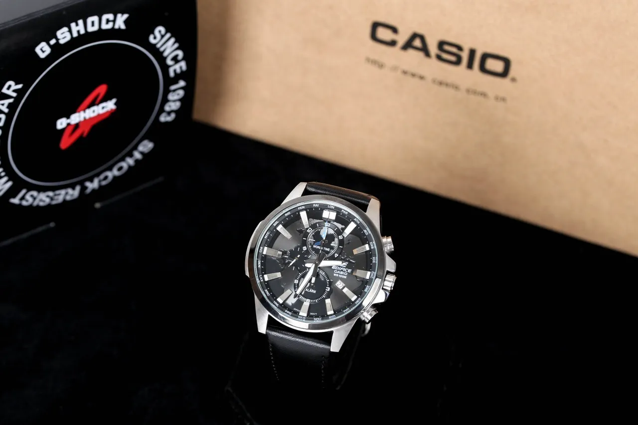 Casio Edifice Chronograph World Time Black Dial Quartz Watch 2