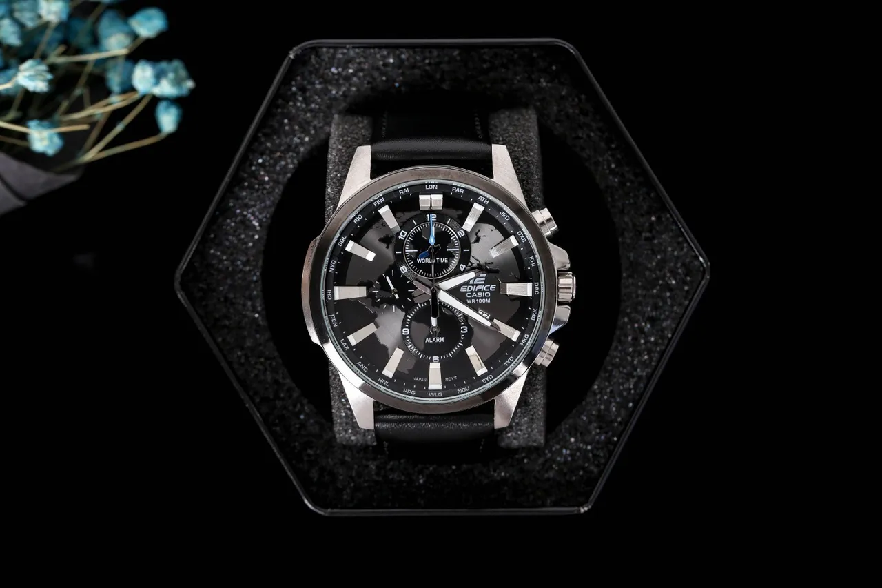 Casio Edifice Chronograph World Time Black Dial Quartz Watch 3