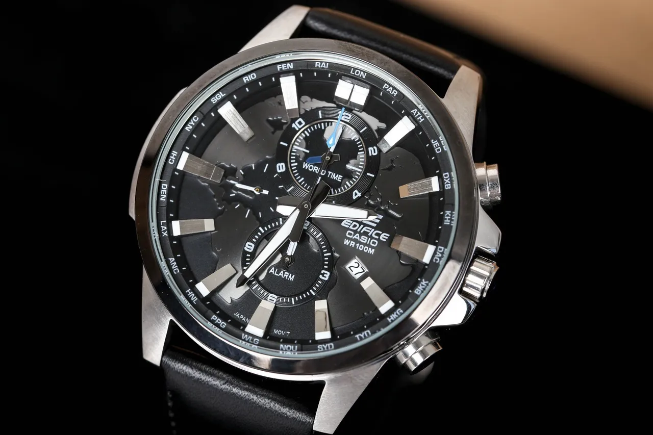 Casio Edifice Chronograph World Time Black Dial Quartz Watch 6