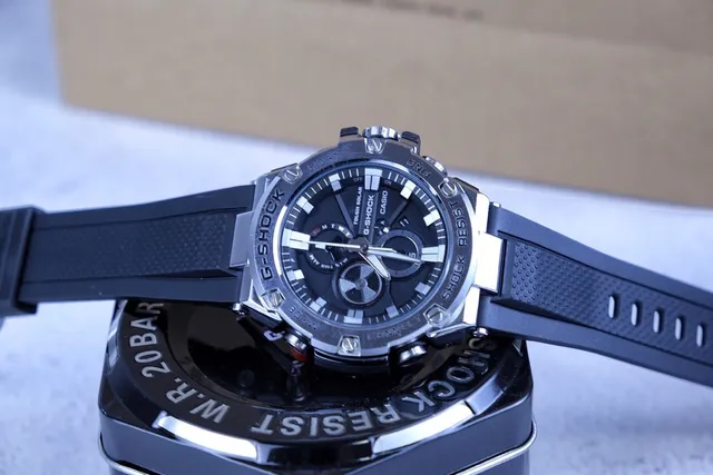 Casio G-Shock Black Silver Robust Stainless Steel Case Multi-Layered Protective Bezel Watch 6