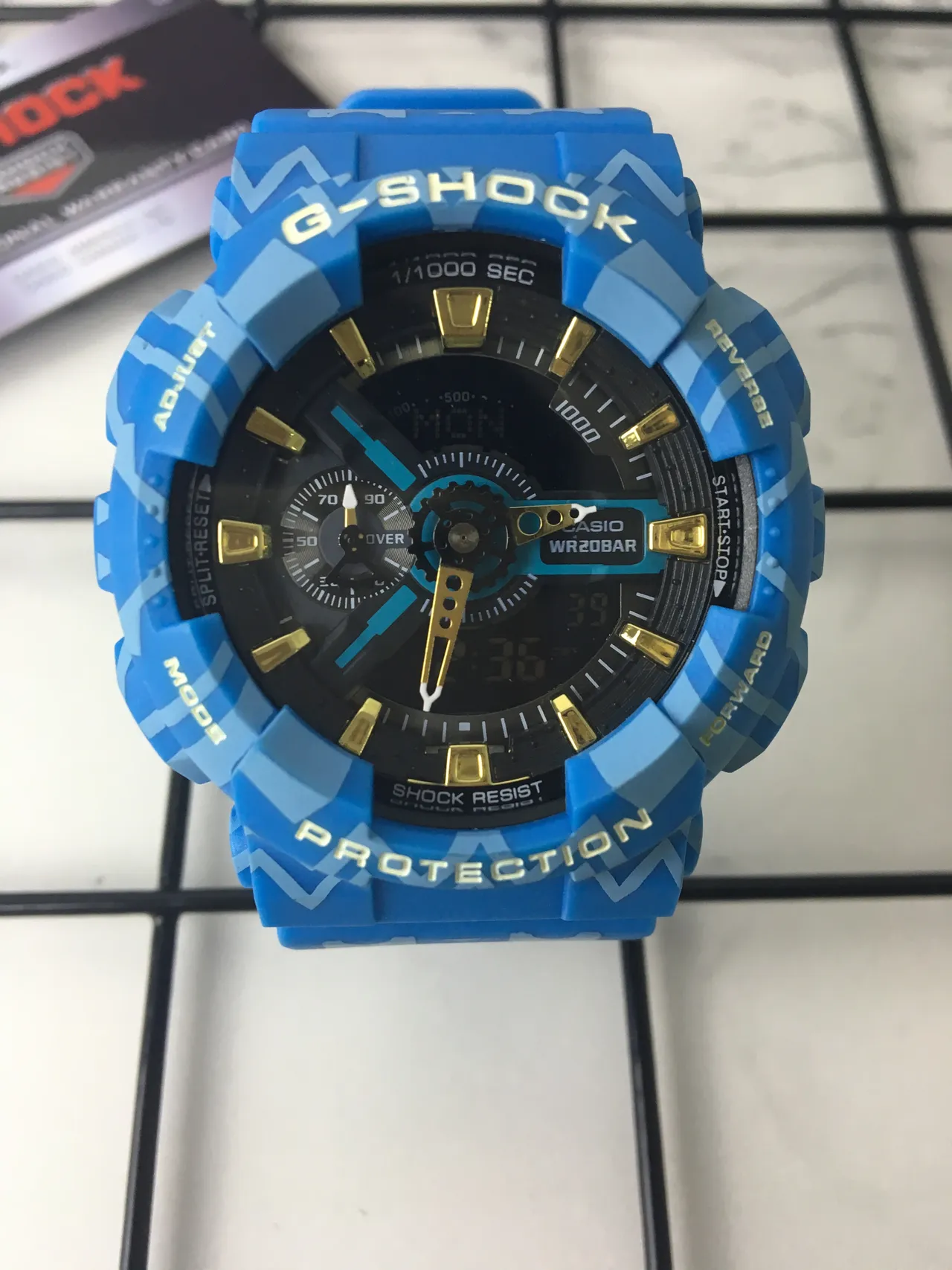 Casio G-Shock GA-100 Blue Camo Sports Watch 3