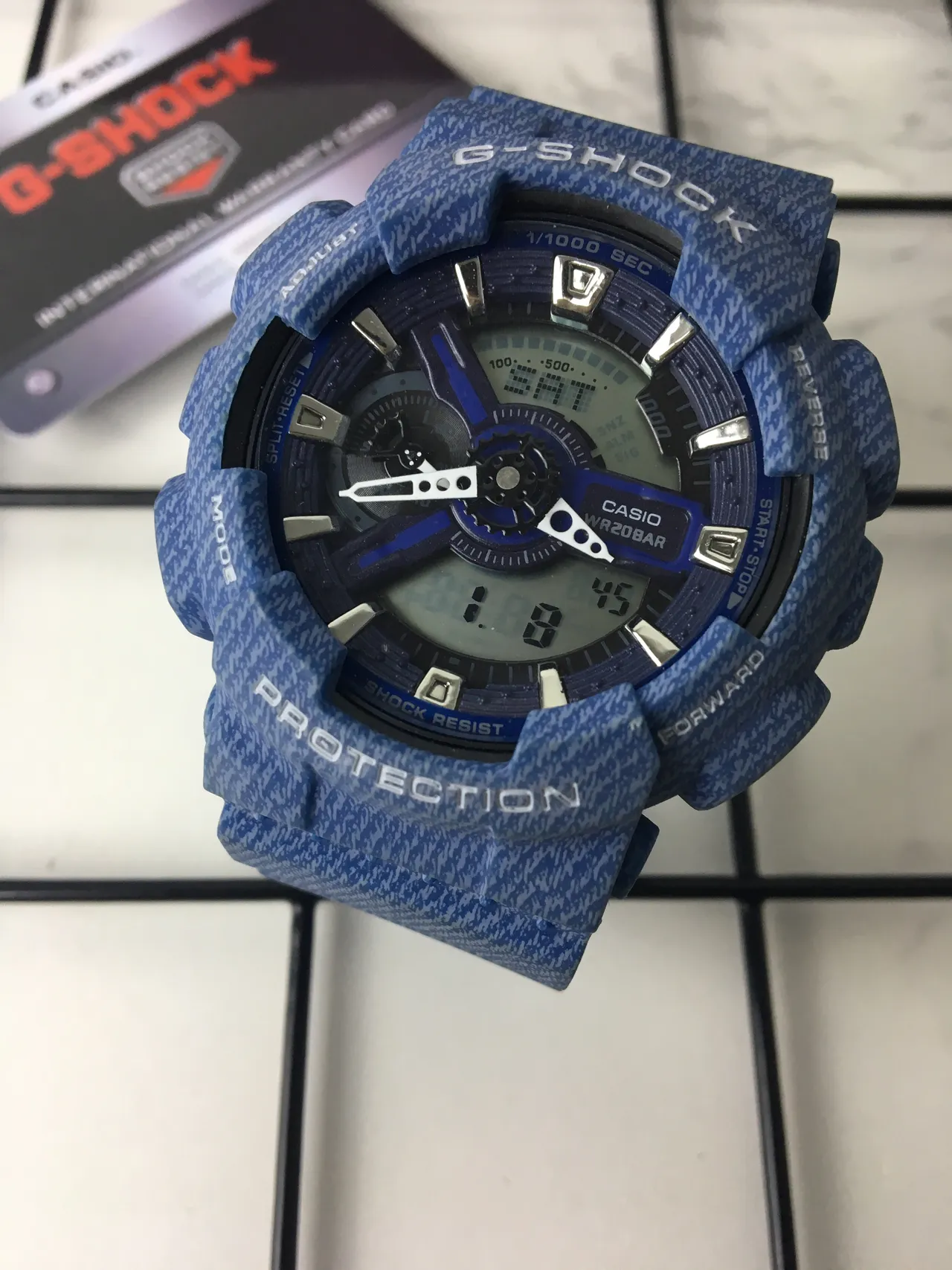 Casio G-Shock GA-100 Relógio desportivo de resina texturizada azul 2