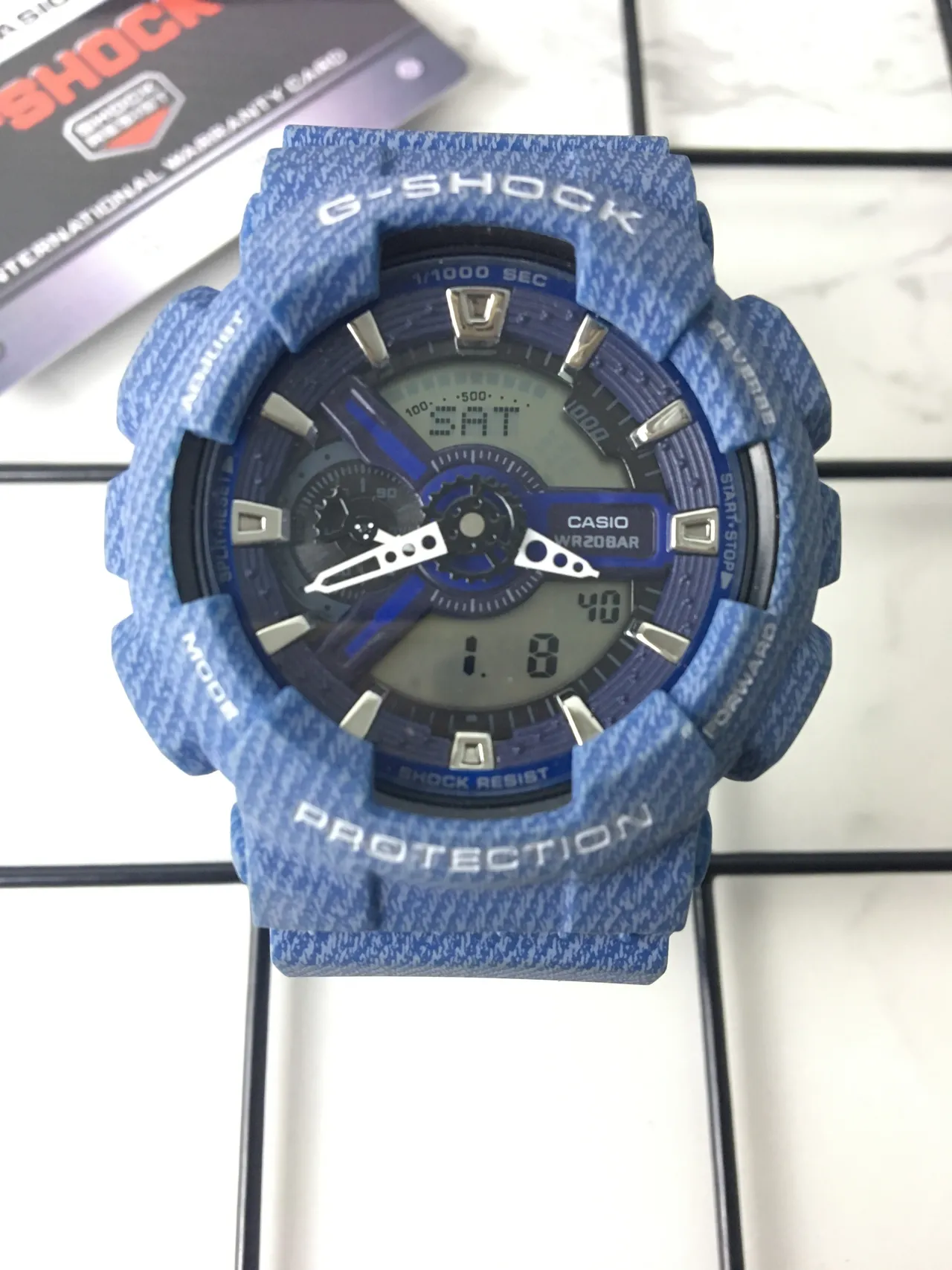 Casio G-Shock GA-100 Relógio desportivo de resina texturizada azul 3