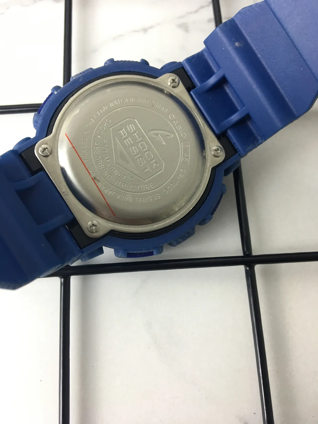 Casio G-Shock GA-100 Relógio desportivo de resina texturizada azul 5