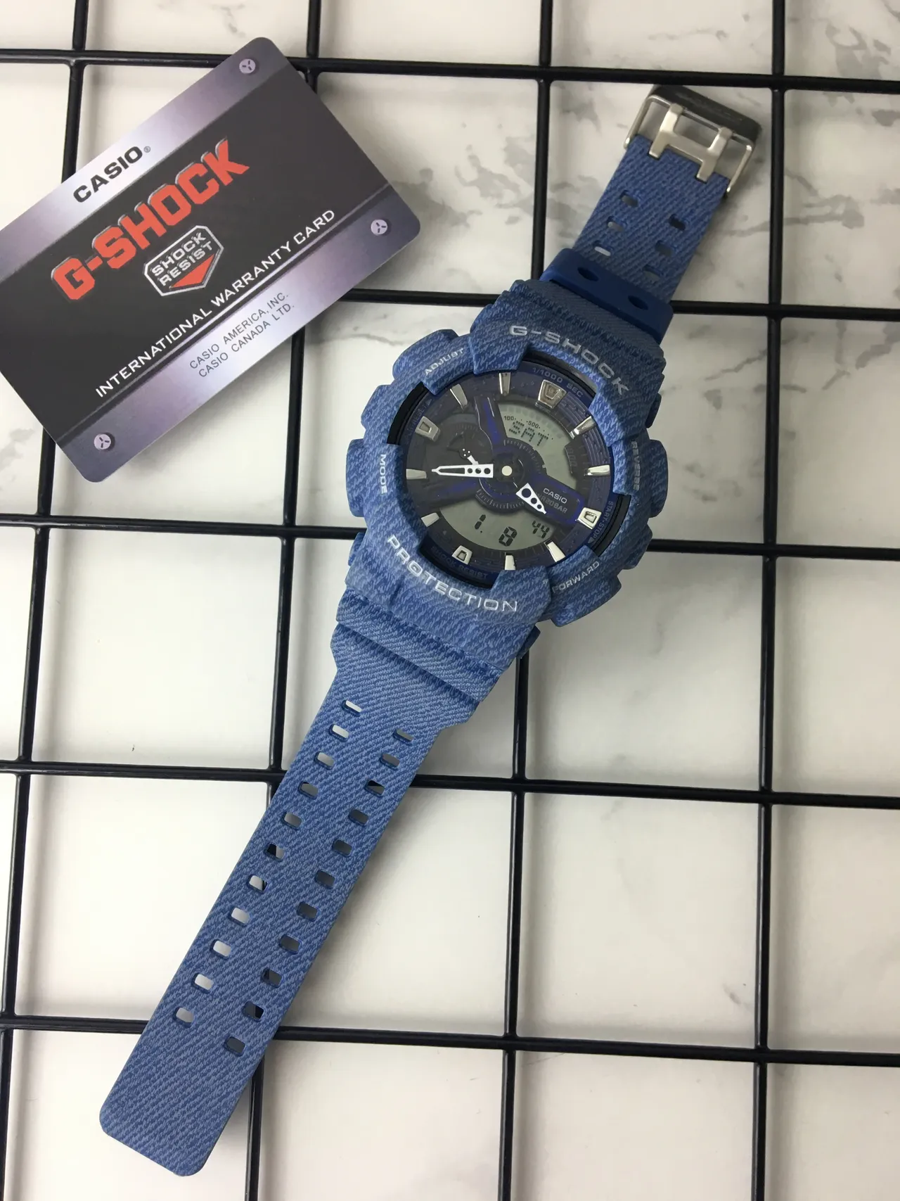 Casio G-Shock GA-100 Relógio desportivo de resina texturizada azul 6
