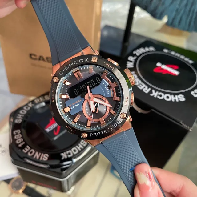 Casio G-Shock GA-2100 Or Rose et Bleu-Gris Montre Sport 4