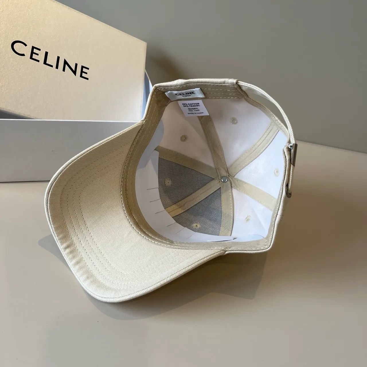 Celine Crystal Logo Off-White Baseball Cap 3